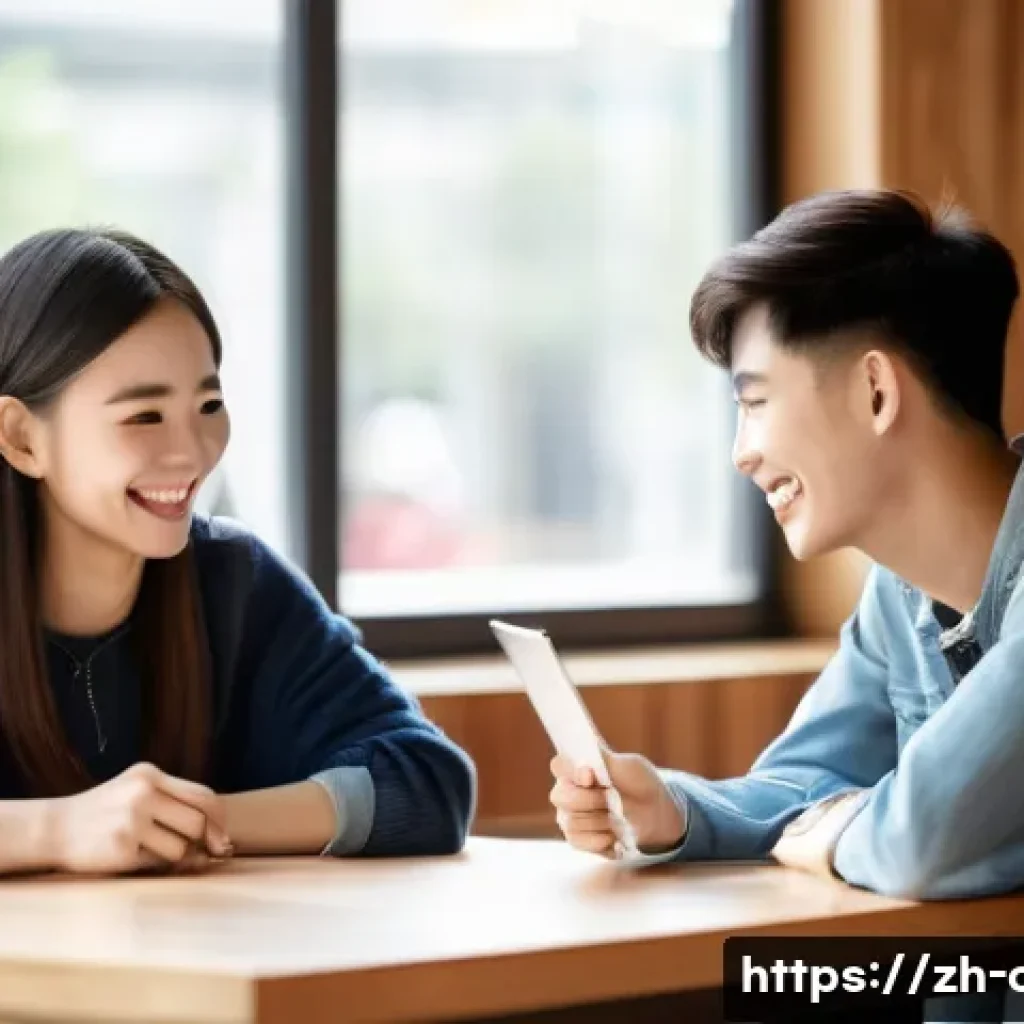 중국어 실기 시험 문제 유형 분석 - **Prompt: Two young adult students, a male and a female, are enthusiastically practicing Chinese con...