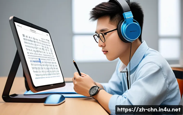 HSK 리스닝 실력 향상법 - **Prompt 1: Focused Analysis of HSK Listening Difficulties**
    An illustration of a young adult (a...