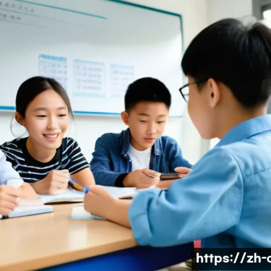 HSK 학습 중 자주 하는 실수 - A modern Chinese classroom scene focused on vocabulary learning strategies: a diverse group of young...