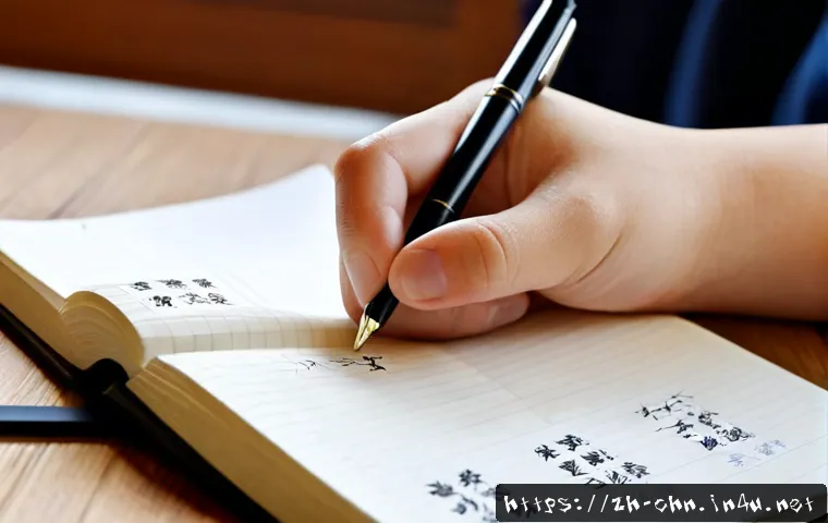 중국어 필기 연습 꿀팁 - Photorealistic close-up of a Chinese language learner practicing handwriting at a tidy wooden desk, ...